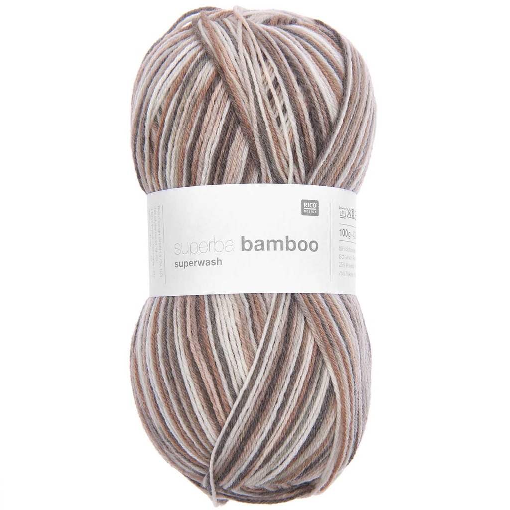 Fil pour chaussette Rico Superba Bamboo 4 fils poussière mix