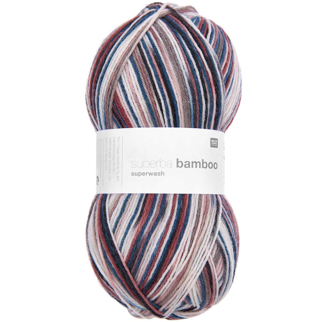 Fil pour chaussette Rico Superba Bamboo 4 fils poussière mix