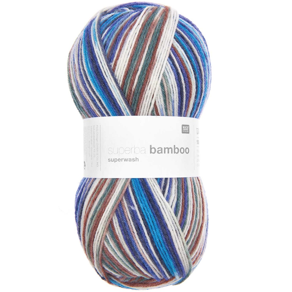 Fil pour chaussette Rico Superba Bamboo 4 fils poussière mix