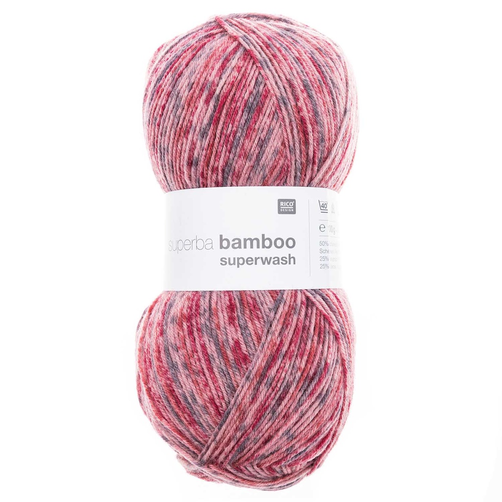 Fil pour chaussette Rico Superba Bamboo 4 fils poussière mix