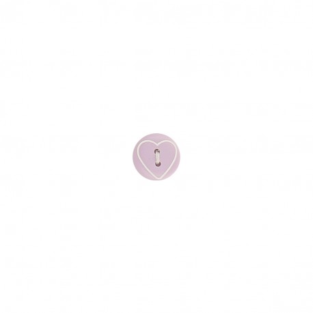 Bouton laser coeur 2 trous 15 mm 68 mauve