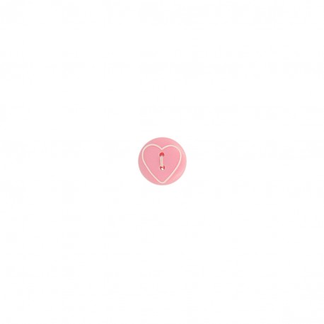 Bouton laser coeur 2 trous 15 mm 512 rose layette