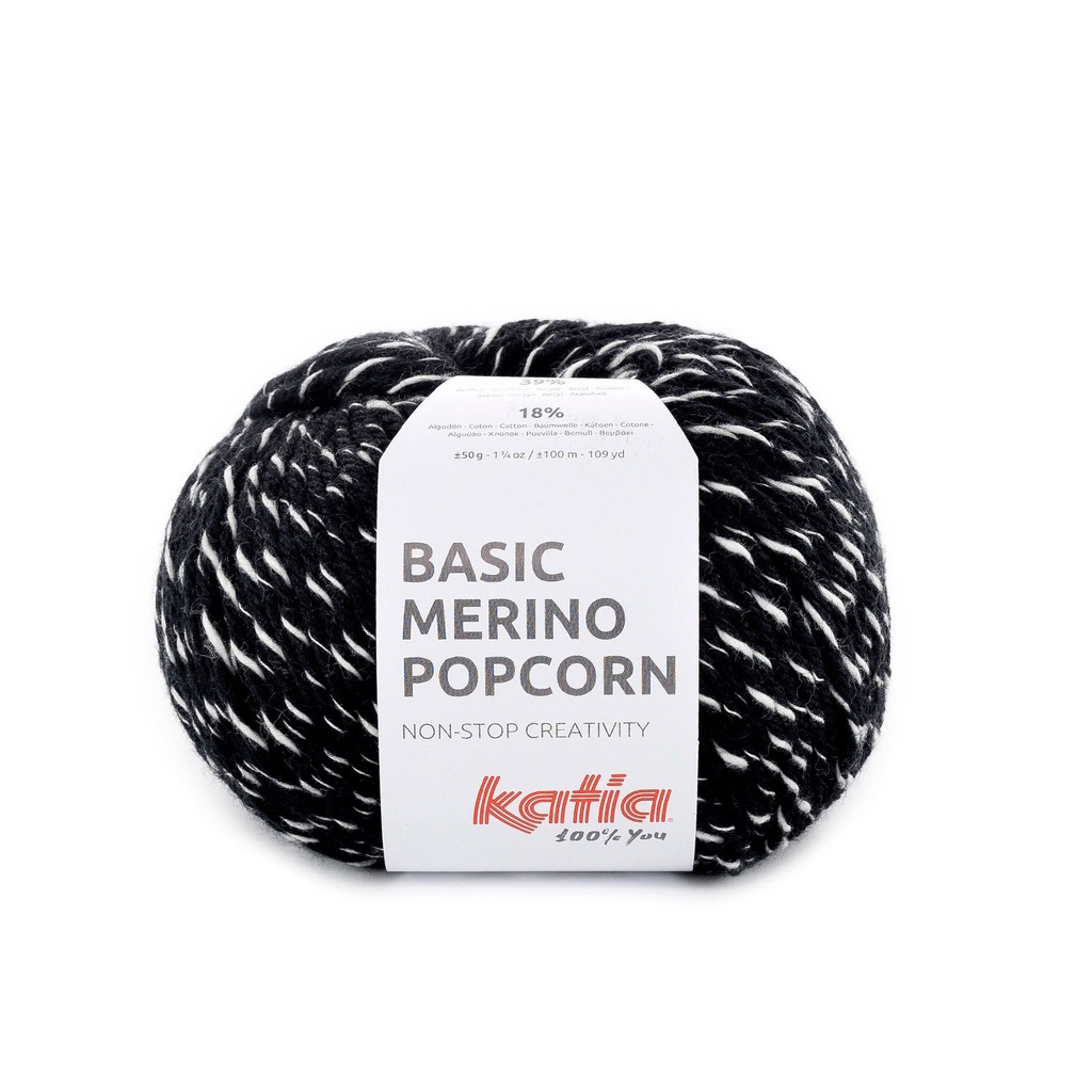 Mérino popcorn Laine Katia 102 noir