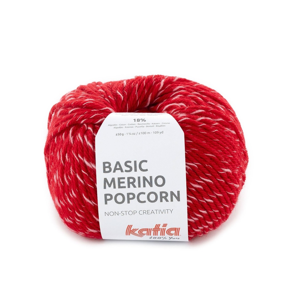 Mérino popcorn Laine Katia 109 rouge blanc