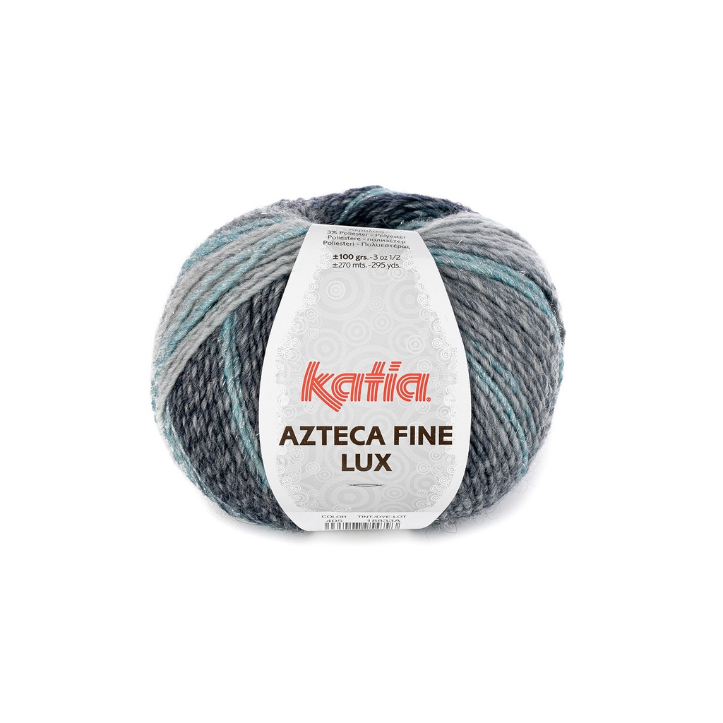 Azteca fine lux Laine Katia 405 Bleu Émeraude Gris clair