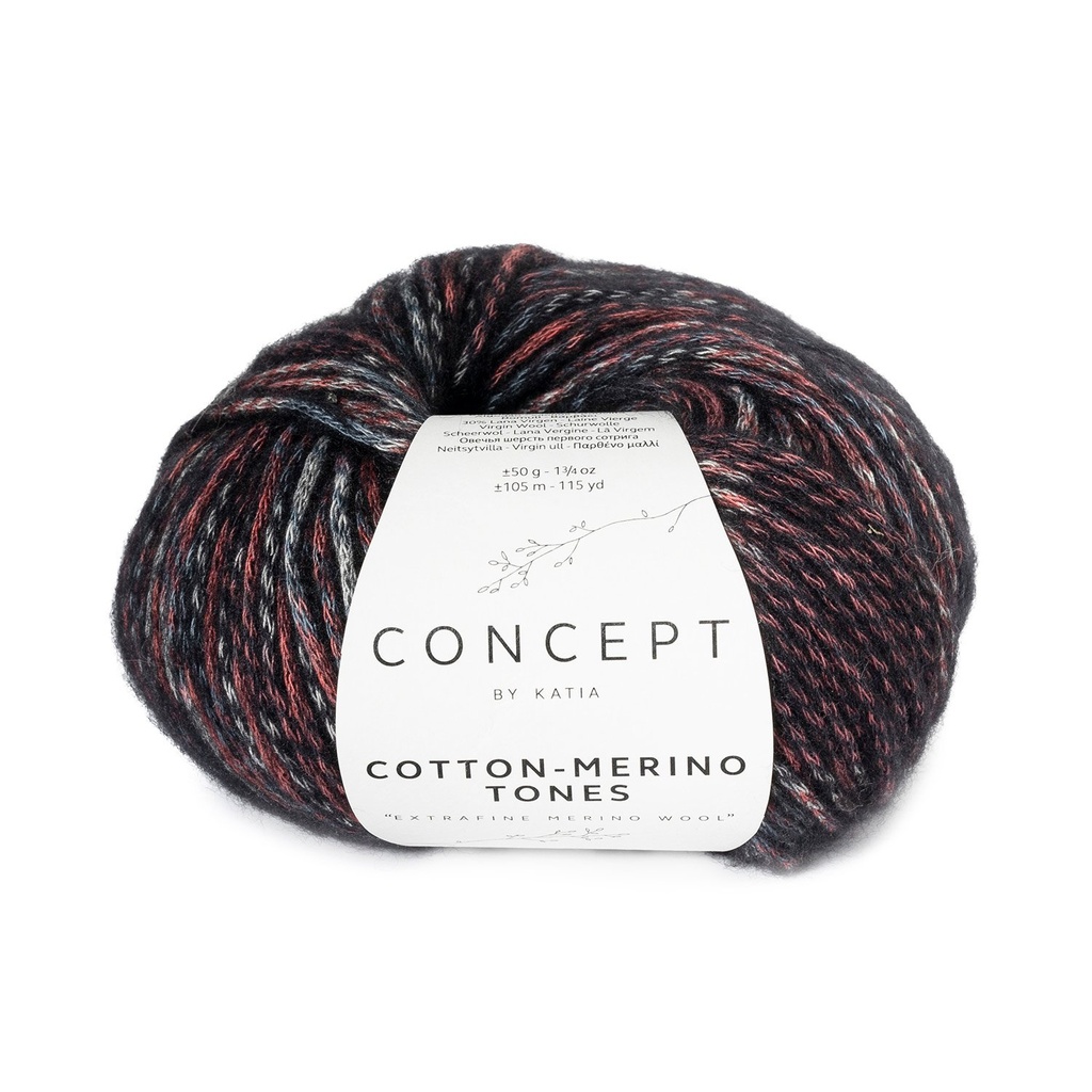 Cotton merino tones Laine Katia 301 noire rouge grenat