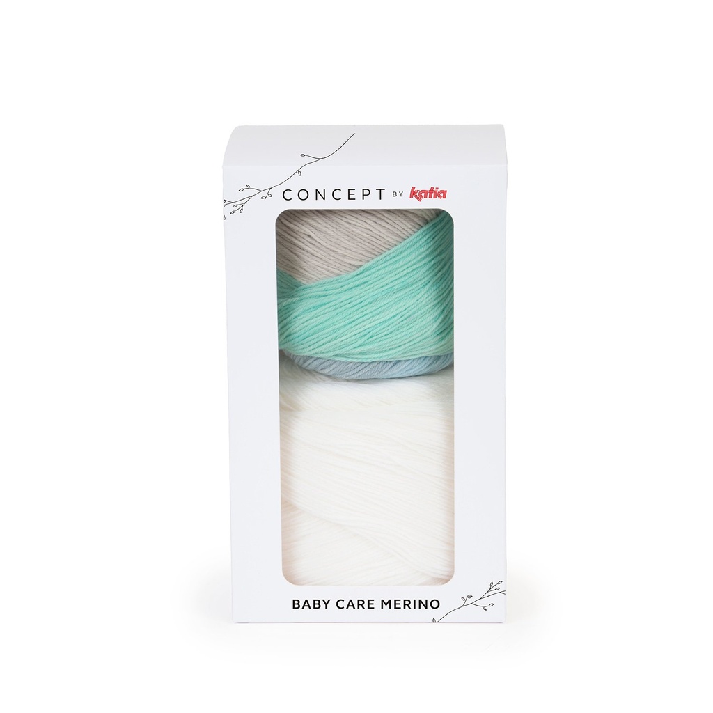 Baby care merino Laine Katia 502 écru bleu gris