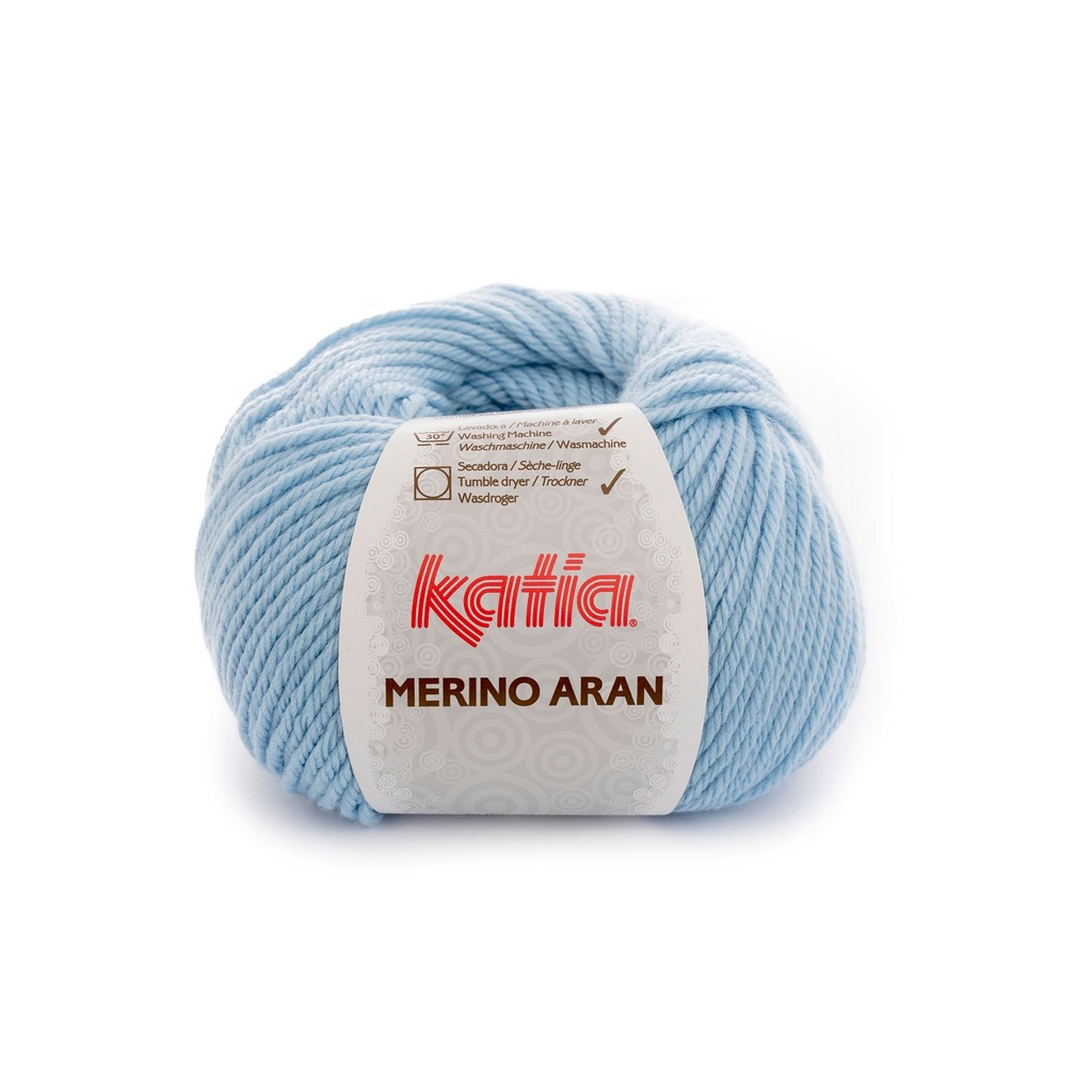 Merino aran Laine Katia 68 Bleu ciel