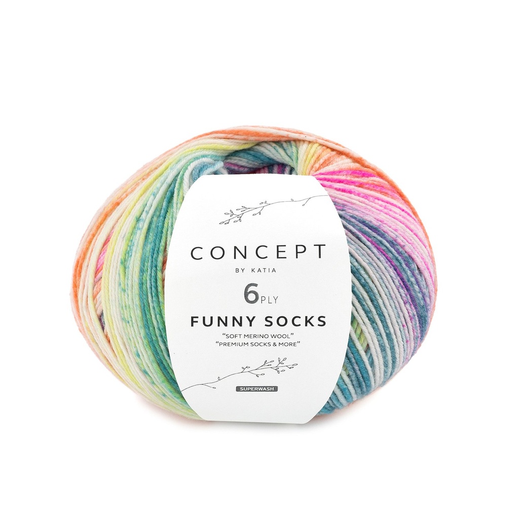 Funny socks Laine Katia 150 Bleu Fuchsia Jaune