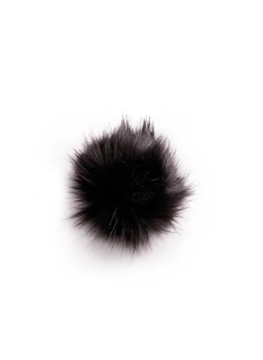 Pompon à clipser noir diamètre 9 cm