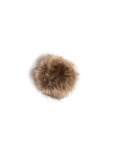 Pompon à clipser flammé beige diamètre 9 cm