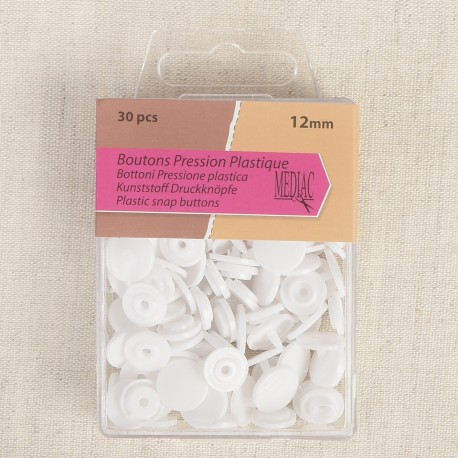 bouton pression plastique T12 Blanc