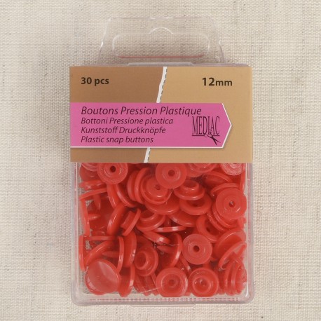 bouton pression plastique T12 rouge