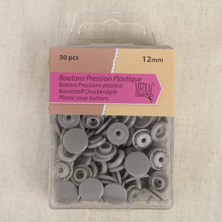 bouton pression plastique T12 gris perle