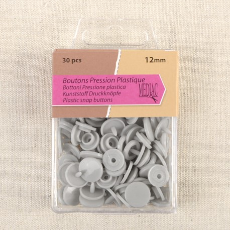 bouton pression plastique T12 gris argent