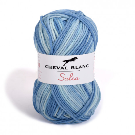 Salsa jacquard bleu Cheval Blanc 60% coton 40% Acrylique