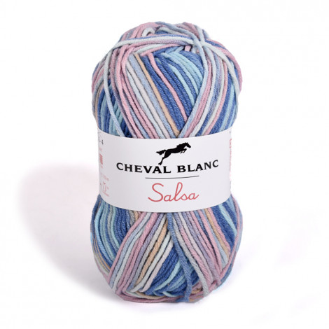 [SALSAJACQ405] Salsa jacquard bleu rose Cheval Blanc 60% coton 40% Acrylique