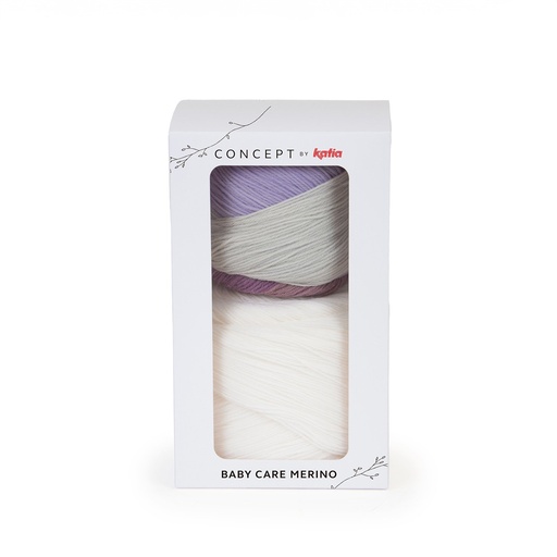 [babycaremerino503] Baby care merino Laine Katia 503  Écru Mûre nacré Gris