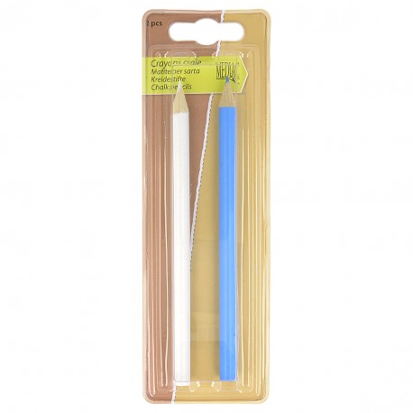 [M404UCOL1] Crayon Craie *2Pcs Blanc /Bleu